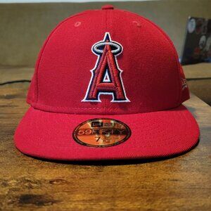 New Era 59Fifty Men Women Cap Los Angeles Angels of Anaheim Red Game Fitted Hat
